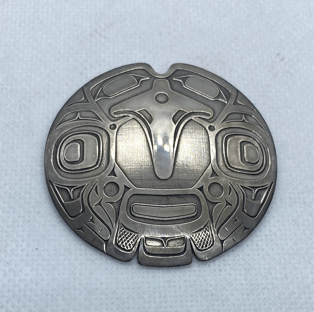 Native North American Canada Indigenous 2" SILVER round pendants- signed - 1 - 1732123924706_tempImagek8r9XC