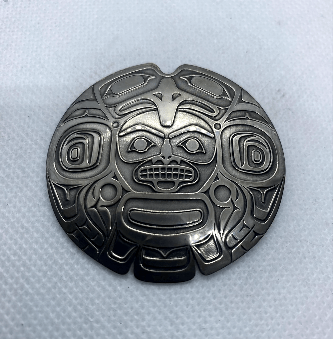 Native North American Canada Indigenous 2" SILVER round pendants- signed - 2 - 1732123925106_tempImageqrLyAd