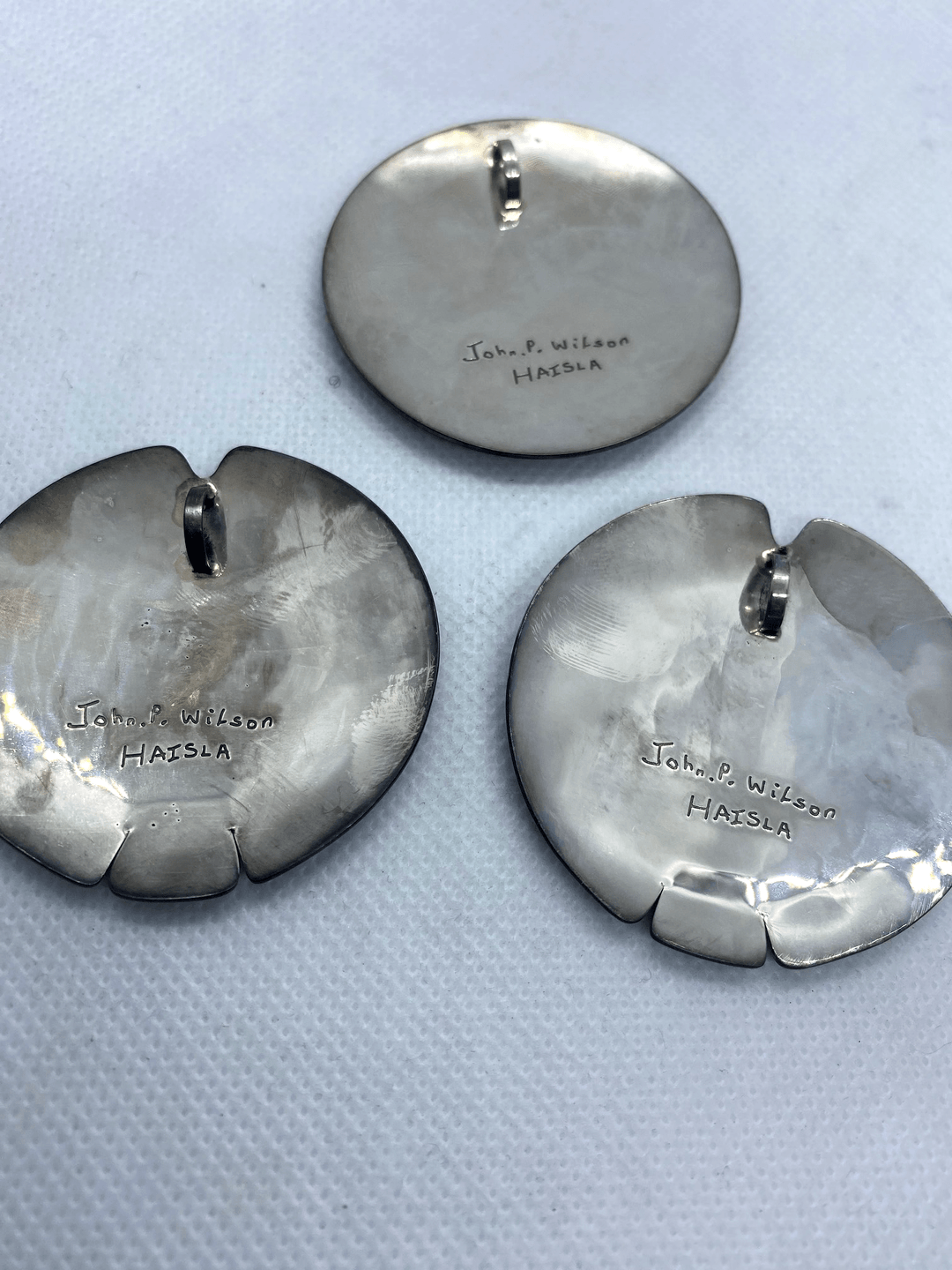 Native North American Canada Indigenous 2" SILVER round pendants- signed - 7 - 1732123925927_tempImageHUZ1cD