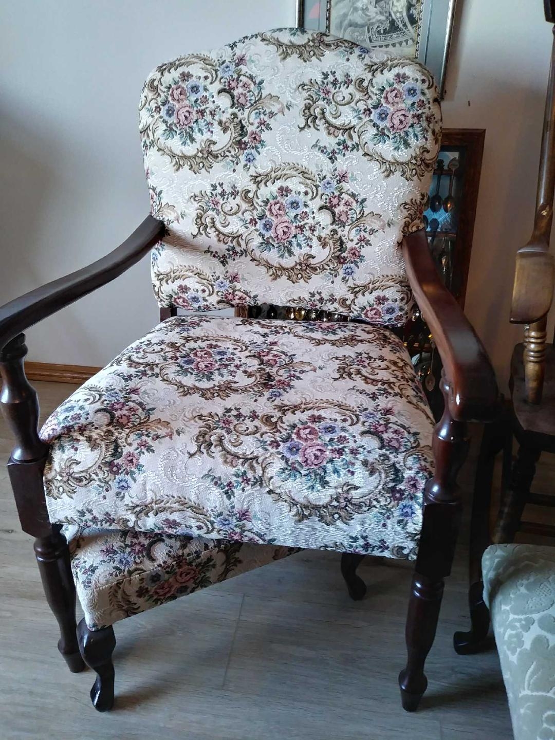 Antique chair with foot stool - 2 - 1735846242710_Chair front view