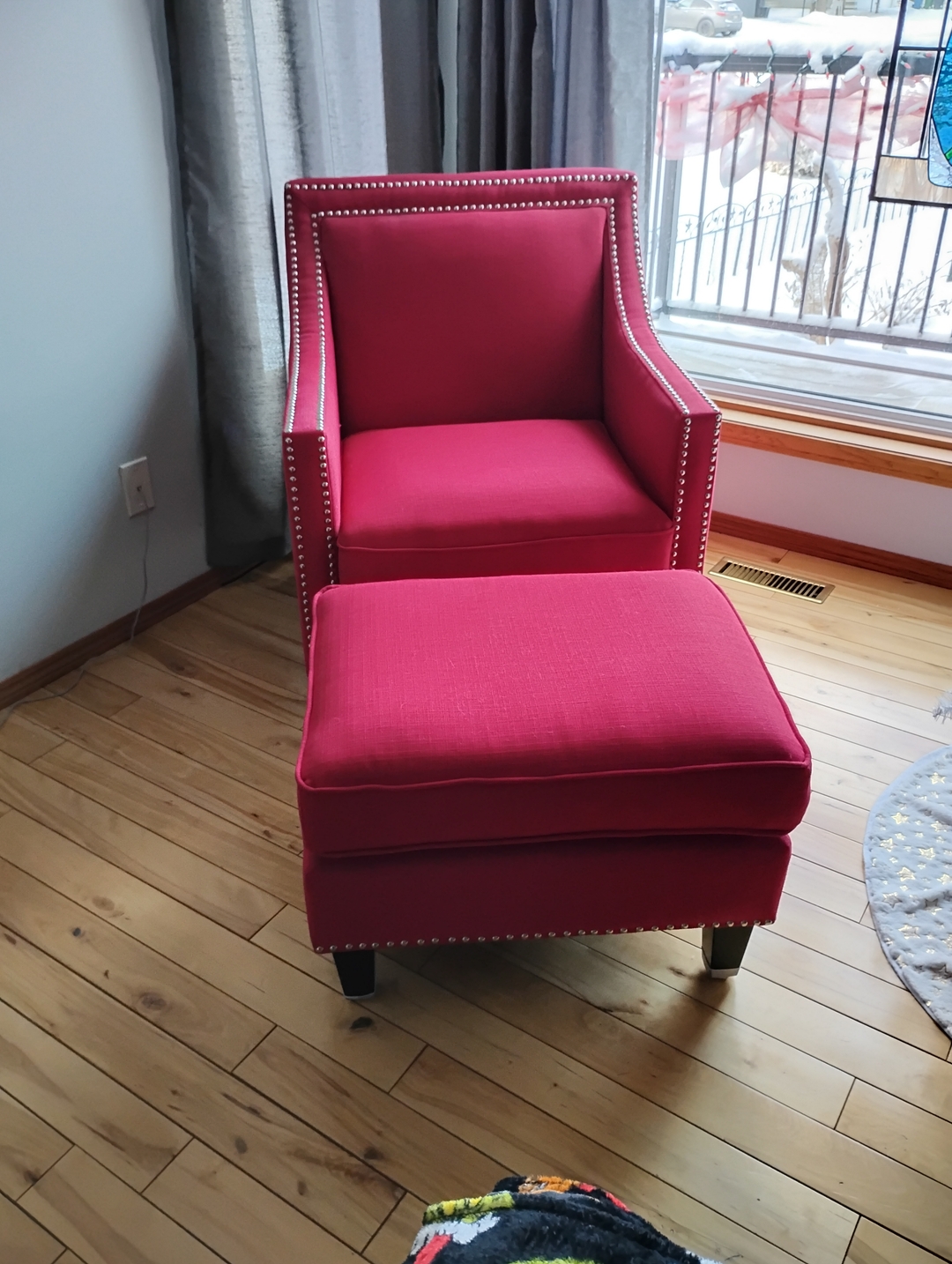 Cherry Red Accent Chair with Ottoman - 2 - 1737500734062_IMG_20250104_134609759_HDR