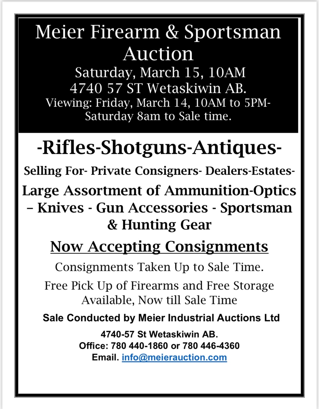 Meier Firearm & Sportsman Auction Sat. March 15 10am in Wetaskiwin, AB - 1 - 1737582268472_IMG_0834