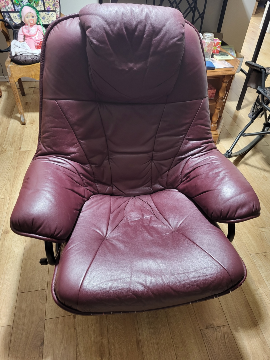 Burgundy Palliser Leather Reclining Chair - 1 - 1737830159691_20250123_170805