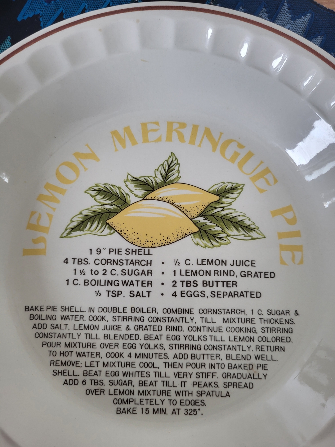 Vintage 1970's Lemon Meringue Pie Recipe Pan - 3 - 1737835225572_20250125_115536