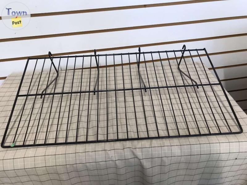 Black/Grey Straight Gridwall Wire Shelf Retail Fixture Display  - 1 - 988008-1703891986