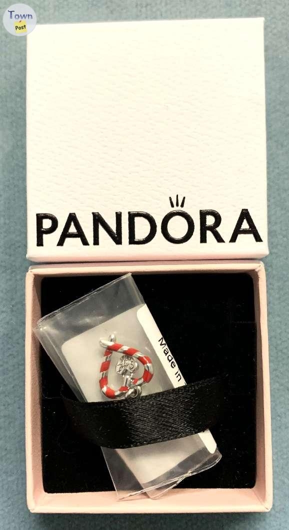 PANDORA DOUBLE CANDY CANE HEART CHRISTMAS DANGLE CHARM - 1 - 1007122-1708217347