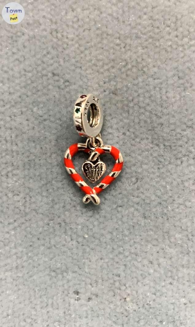 PANDORA DOUBLE CANDY CANE HEART CHRISTMAS DANGLE CHARM - 2 - 1007122-1708217347_0