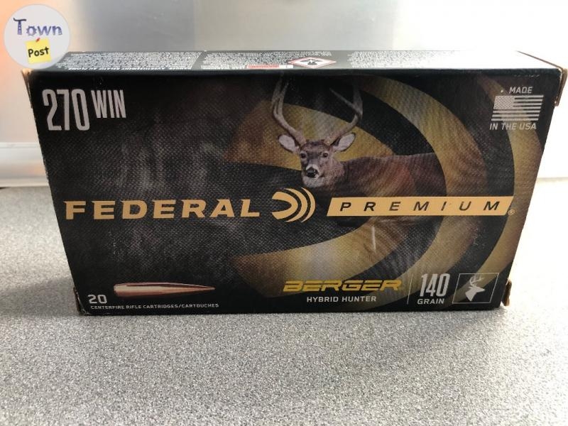 Federal Premium 270 Win, Berger Hybrid Hunter, 140gr Ammunition, 20rd box - 1 - 1024181-1711666990