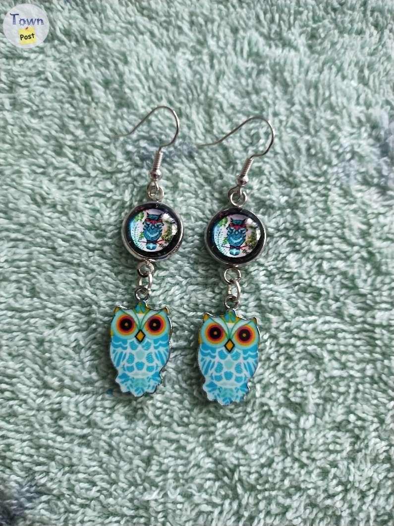 Double owl design charms and cabochon earrings - 3 - 1041815-1716153539_1