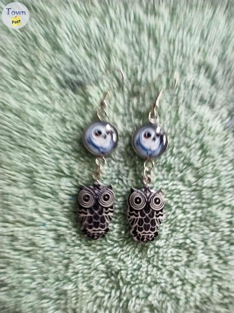 Double owl design charms and cabochon earrings - 5 - 1041815-1716153539_3