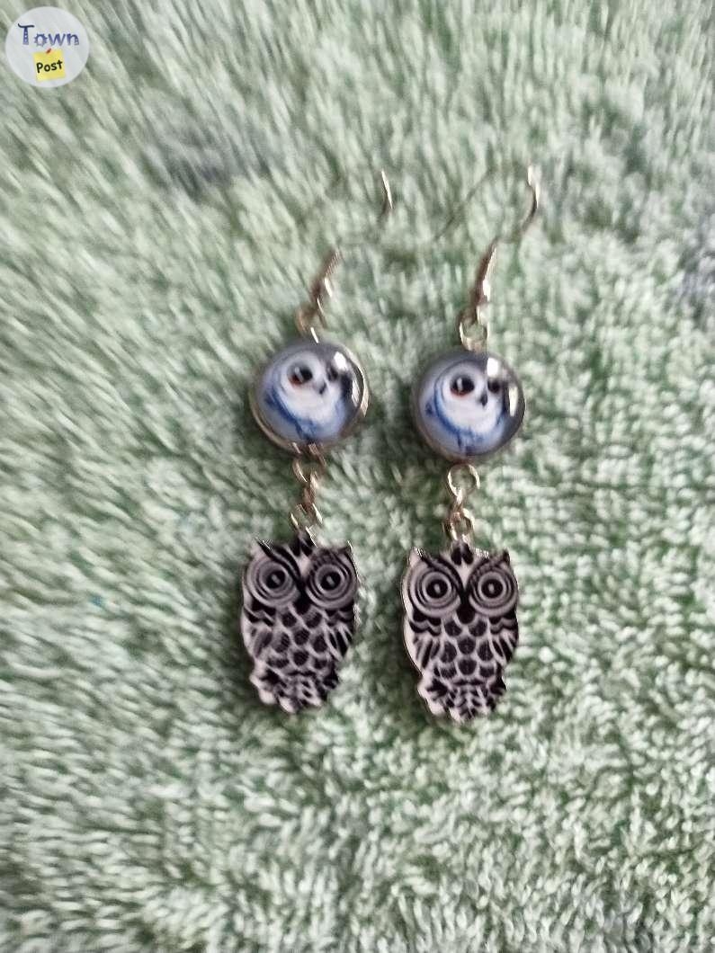 Double owl design charms and cabochon earrings - 7 - 1041815-1716153539_5