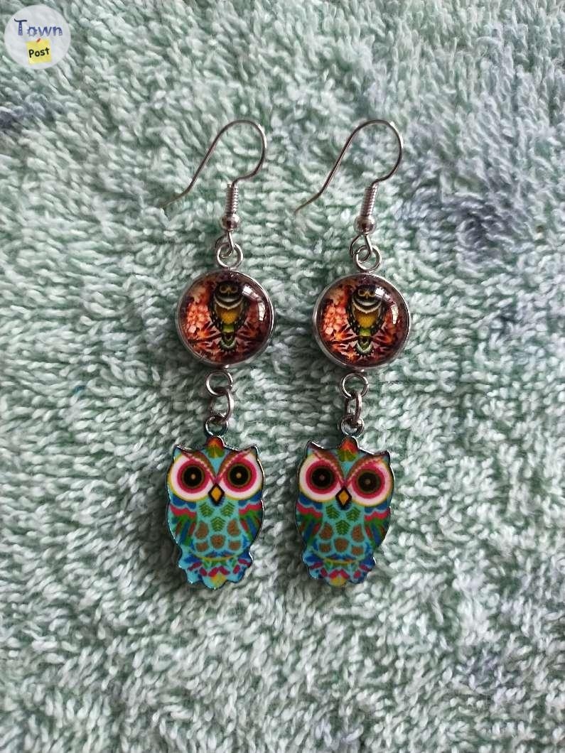 Double owl design charms and cabochon earrings - 9 - 1041815-1716153539_7