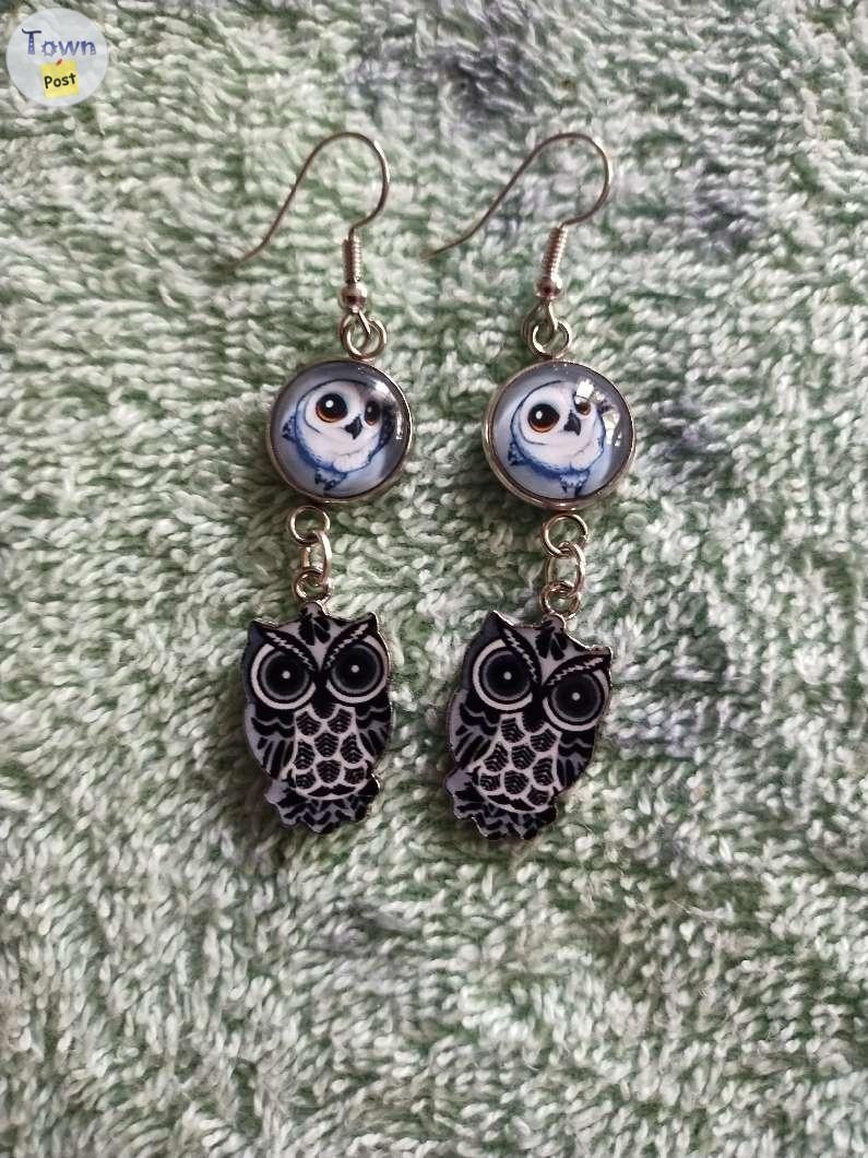 Double owl design charms and cabochon earrings - 10 - 1041815-1716153539_8