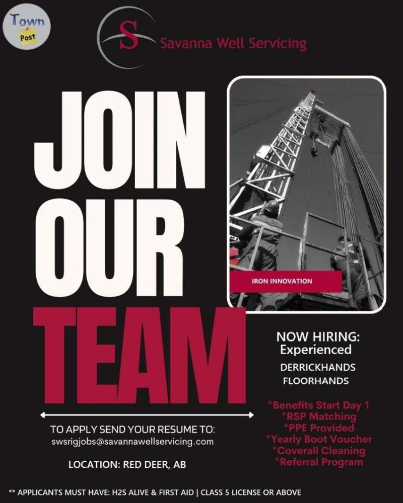 Hiring: Service Rig - Derrickhands & Floorhands (Red Deer, AB) - 1 - 1050564-1718231887