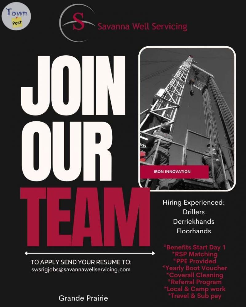 Hiring: Service Rig Drillers/Operators & Derrickhands & Floorhands (Grande Prairie, AB) - 1 - 1050566-1718232033