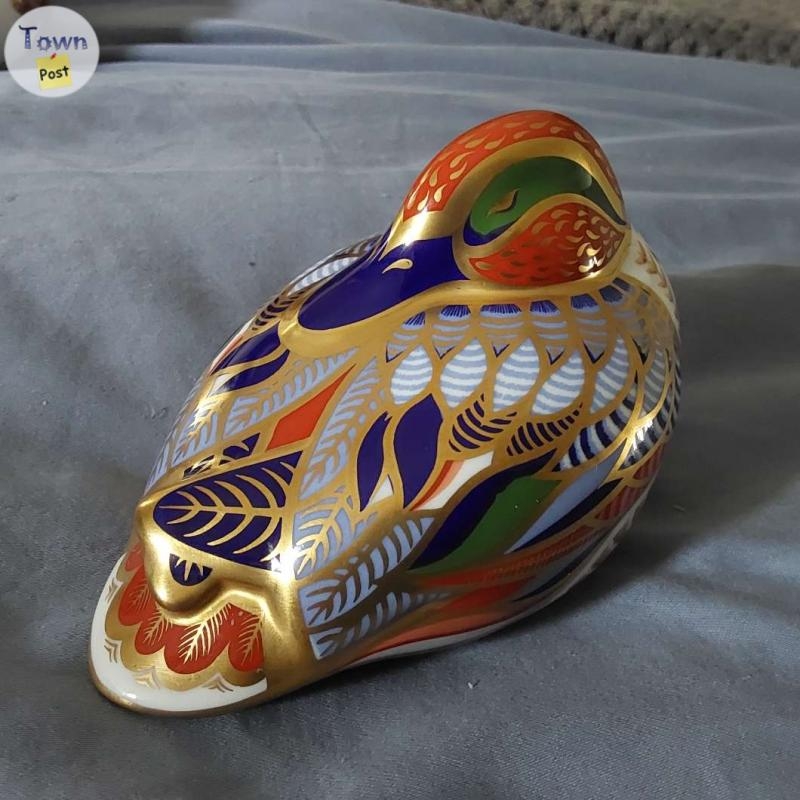 Royal Crown Derby duck paperweights, 22k gold swimming, teal, caroline with stoppers - 3 - 1057183-1719537142_3