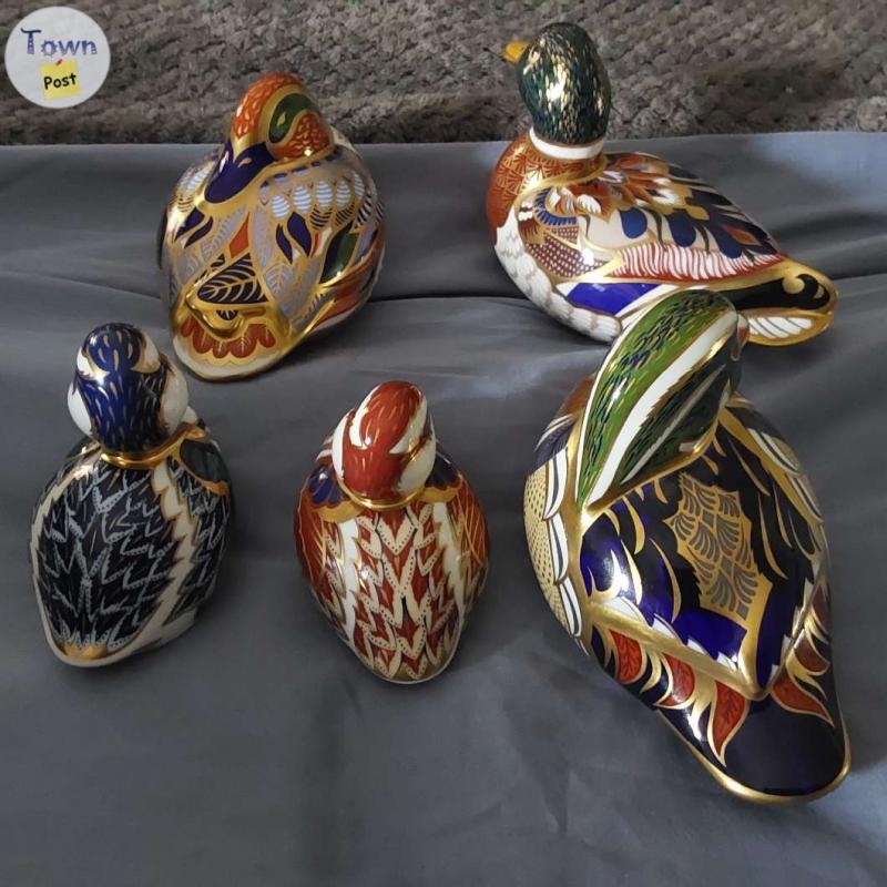 Royal Crown Derby duck paperweights, 22k gold swimming, teal, caroline with stoppers - 6 - 1057183-1719537142_6