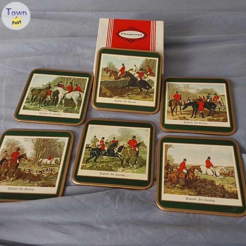 Pimpernel Placemats & coasters English Cottages and Hunters, Royal Albert teacup, cream, sugar set - 2 - 1064944-1721524772_0