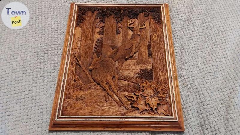 Canadian Kim Murray Vintage Running Deer Faux Wood Carving  - 1 - 1064948-1721525258