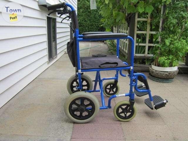 INVACARE BLUE "GREAT BIG WHEEL" TRANSPORT WHEELCHAIR FOR SALE - 1 - 1079713-1725298417