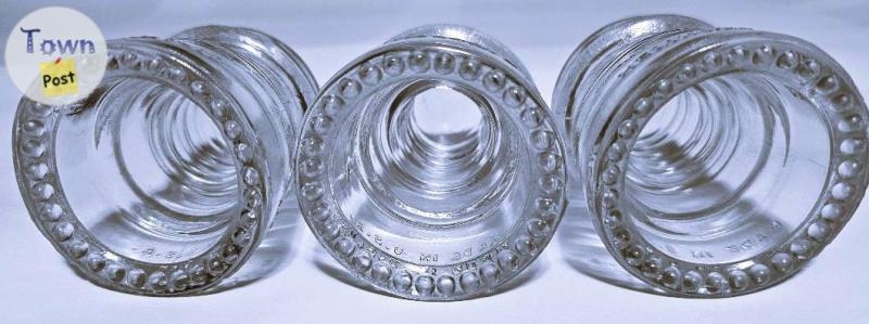 3 - LOT of HEMINGRAY TELEPHONE LINE INSULATORS - #12 CD113 CLEAR - DIFFERENT MFG. YEARS - 4 - 1096172-1729548690_2