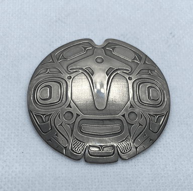 Photo of Native North American Canada Indigenous 2" SILVER round pendants- signed - 1