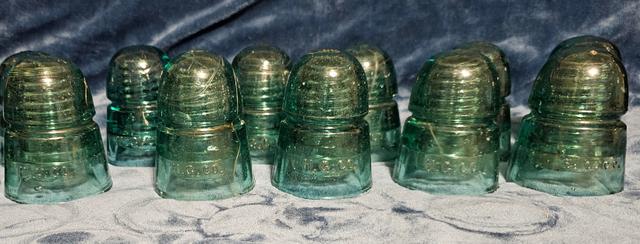 Photo of 11 - LOT of HEMINGRAY BEEHIVE CD145 AQUA INSULATORS - VERY NICE CONDITION