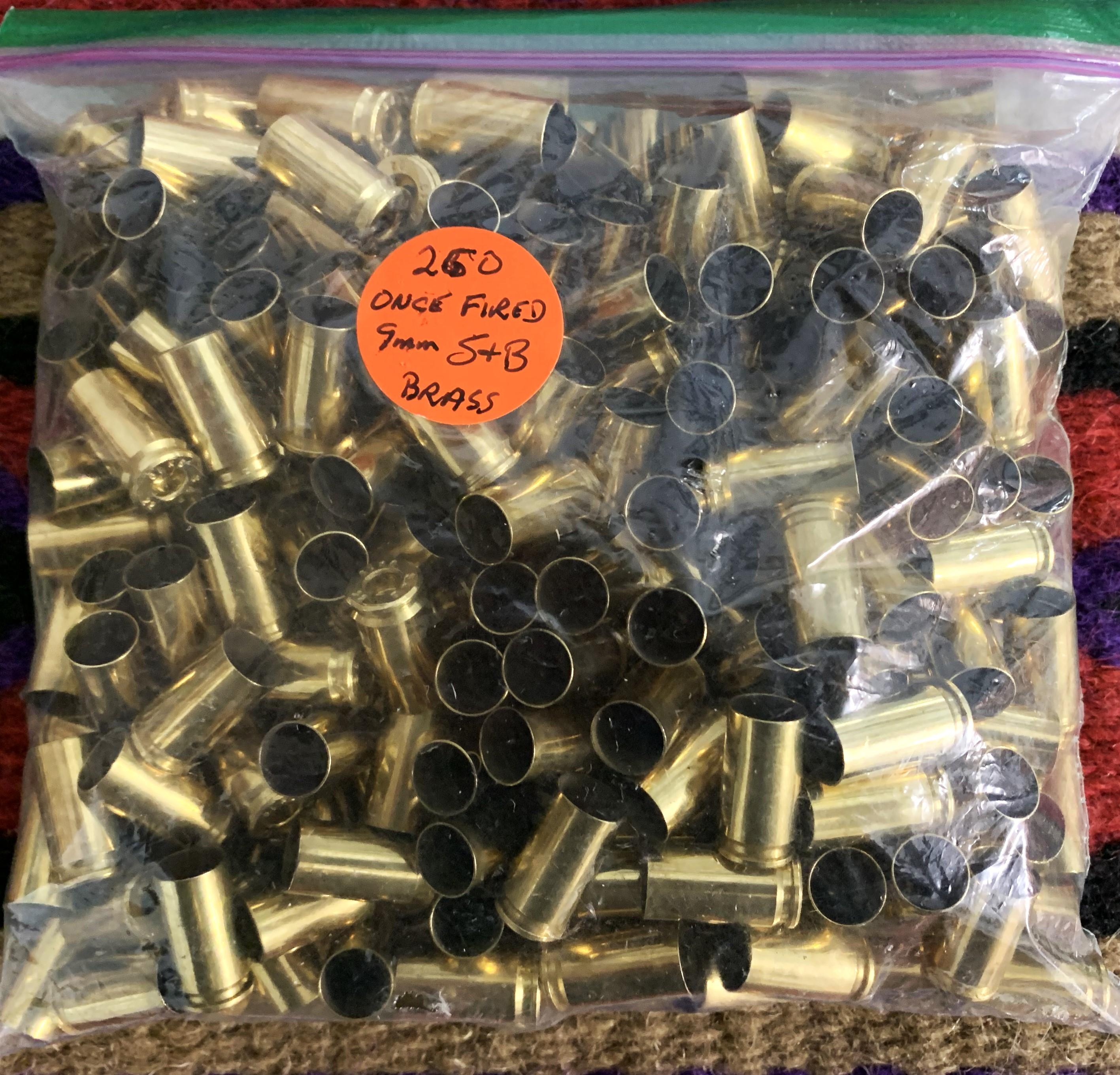 Photo of 9mm S&B ONCE FIRED BRASS - 260 PCS.