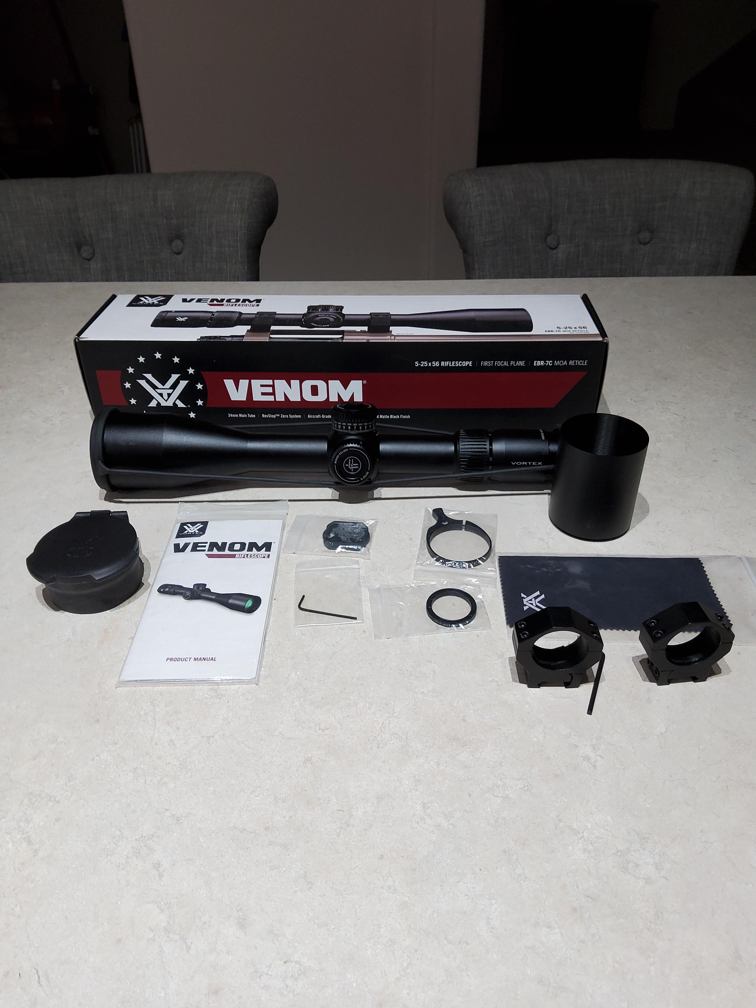 Photo of NEW VORTEX VENOM SCOPE 5-25x56mm  FFP-EBR 7C MOA FOR SALE