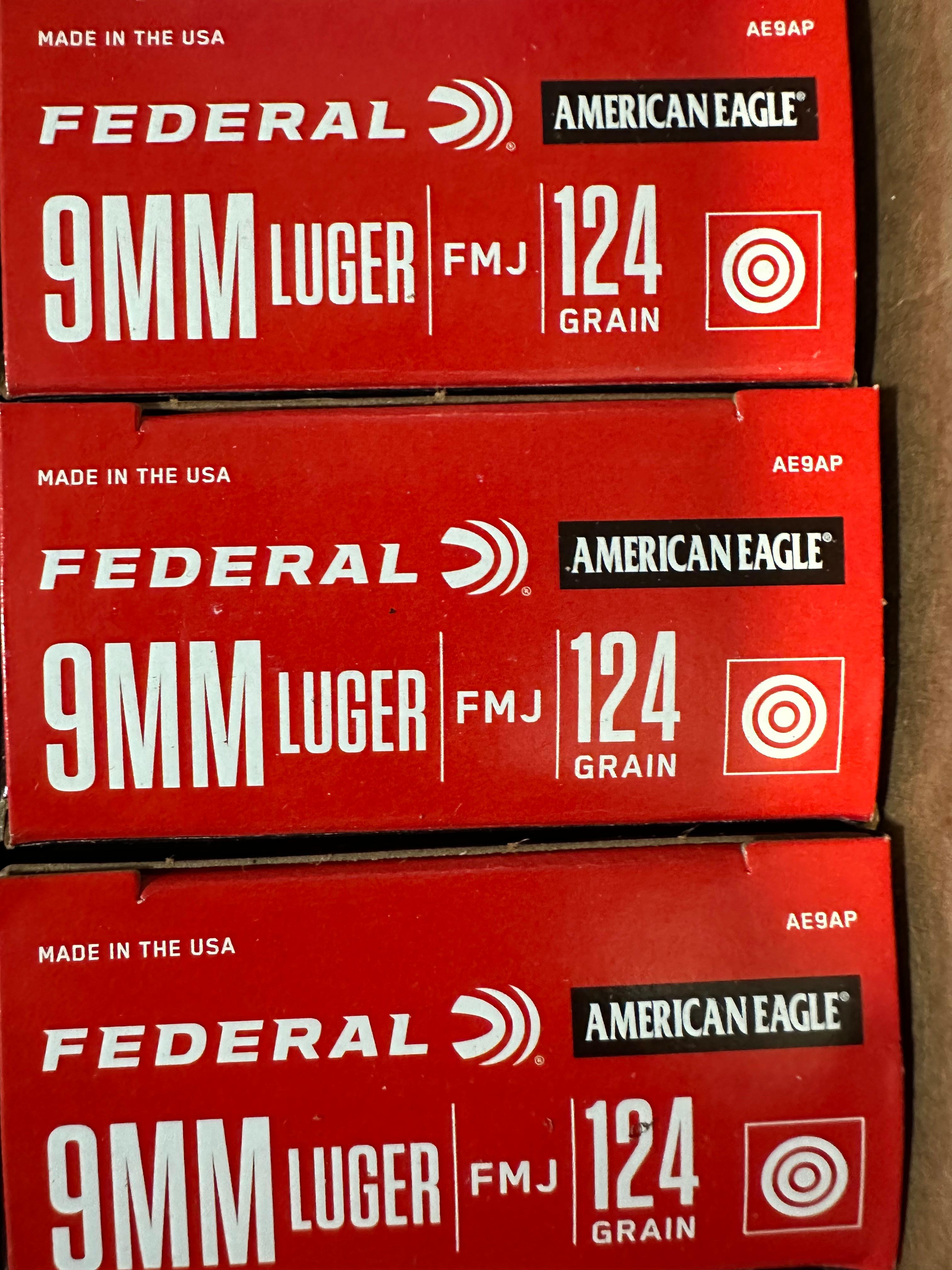 Photo of 9mm 124gr FMJ Federal case of 1000 rounds