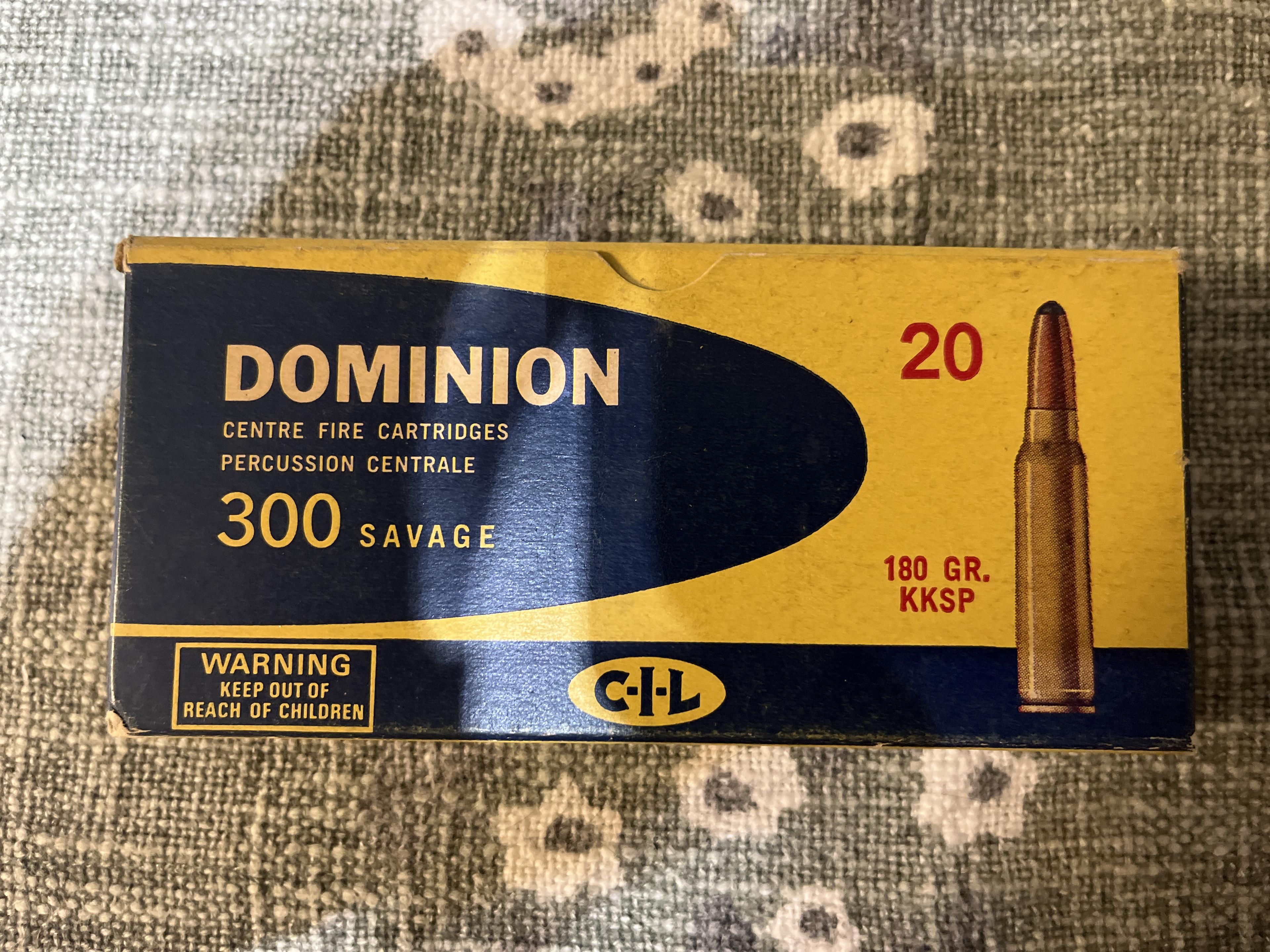 Photo of 300 Savage vintage Dominion ammunition for sale