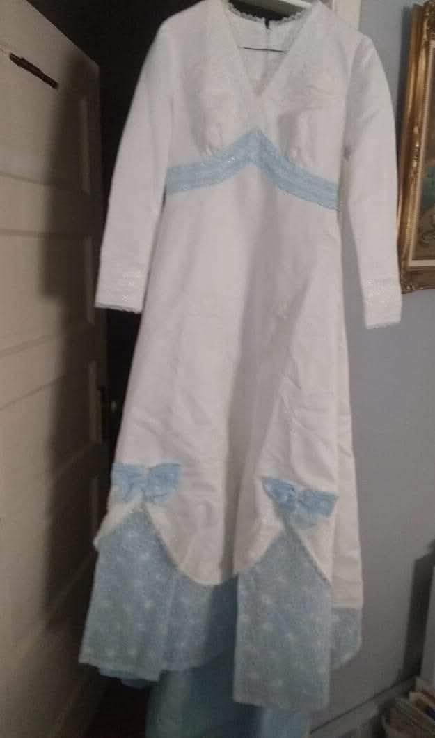 Photo of Vintage blue and white wedding dress