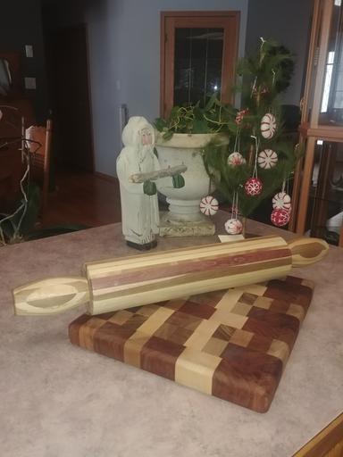 Photo of Handmade Butcher Block Cutting Board & Rolling Pin - 1