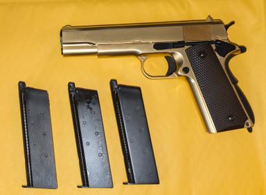 Photo of WE-Tech Gold Edition Gas Blowback 1911 Airsoft + Extra Mags - 1