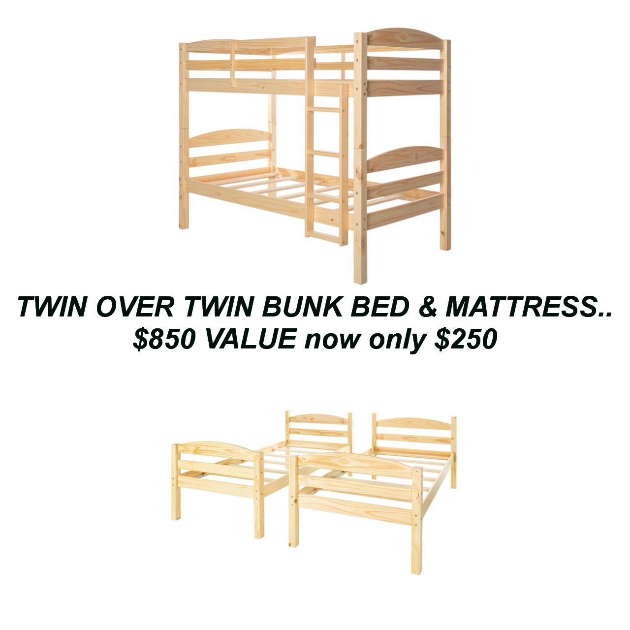 Photo of ❤️TWIN OVER TWIN BUNK BED & MATTRESS..$850 VALUE now only $250❤️