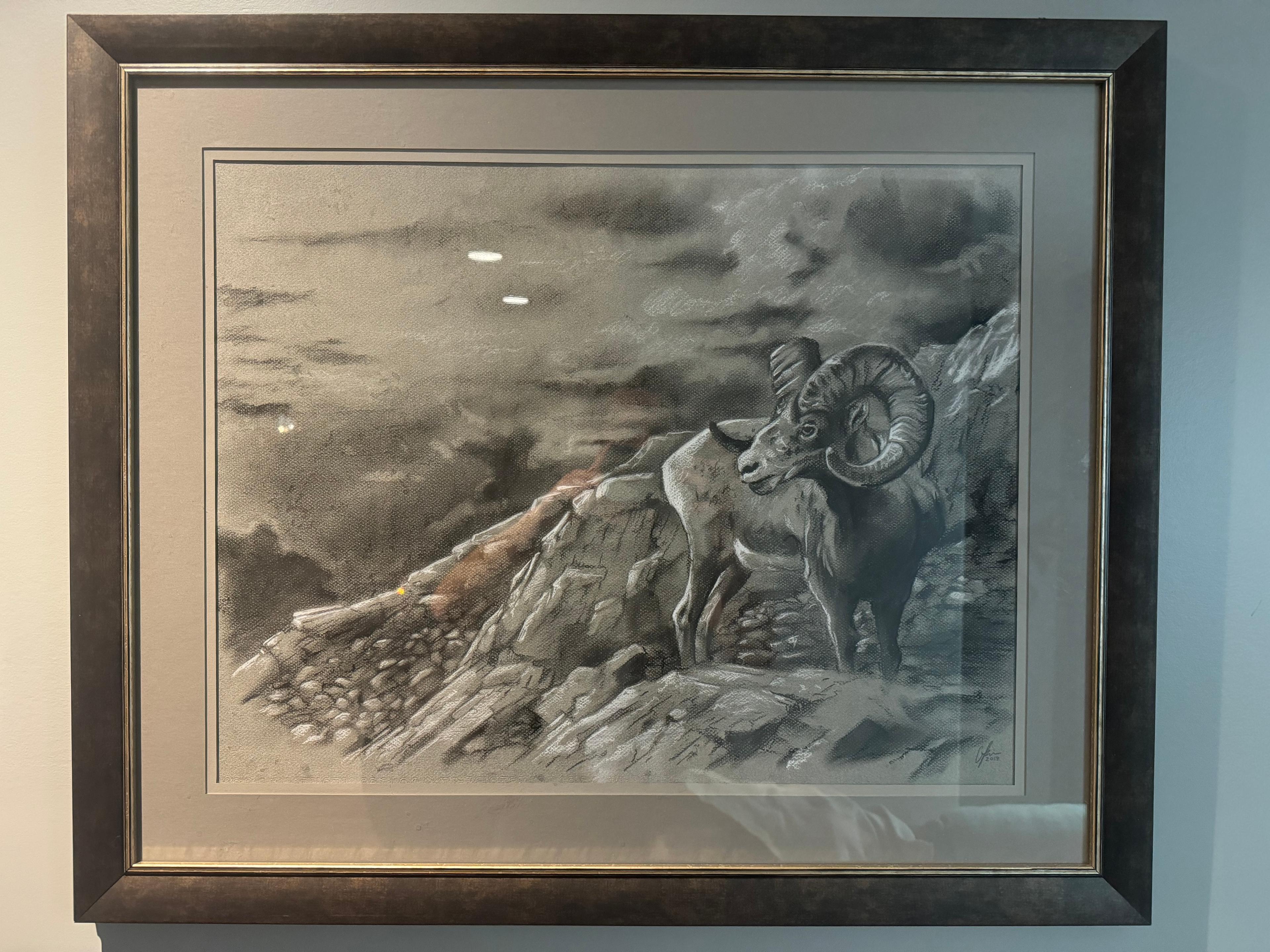 Photo of Stone Sheep Charcoal Artwork 