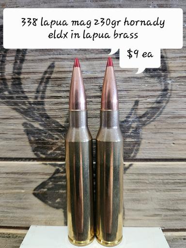 Photo of F/s 338 lapua mag 230gr hornady eldx in lapua brass. - 1