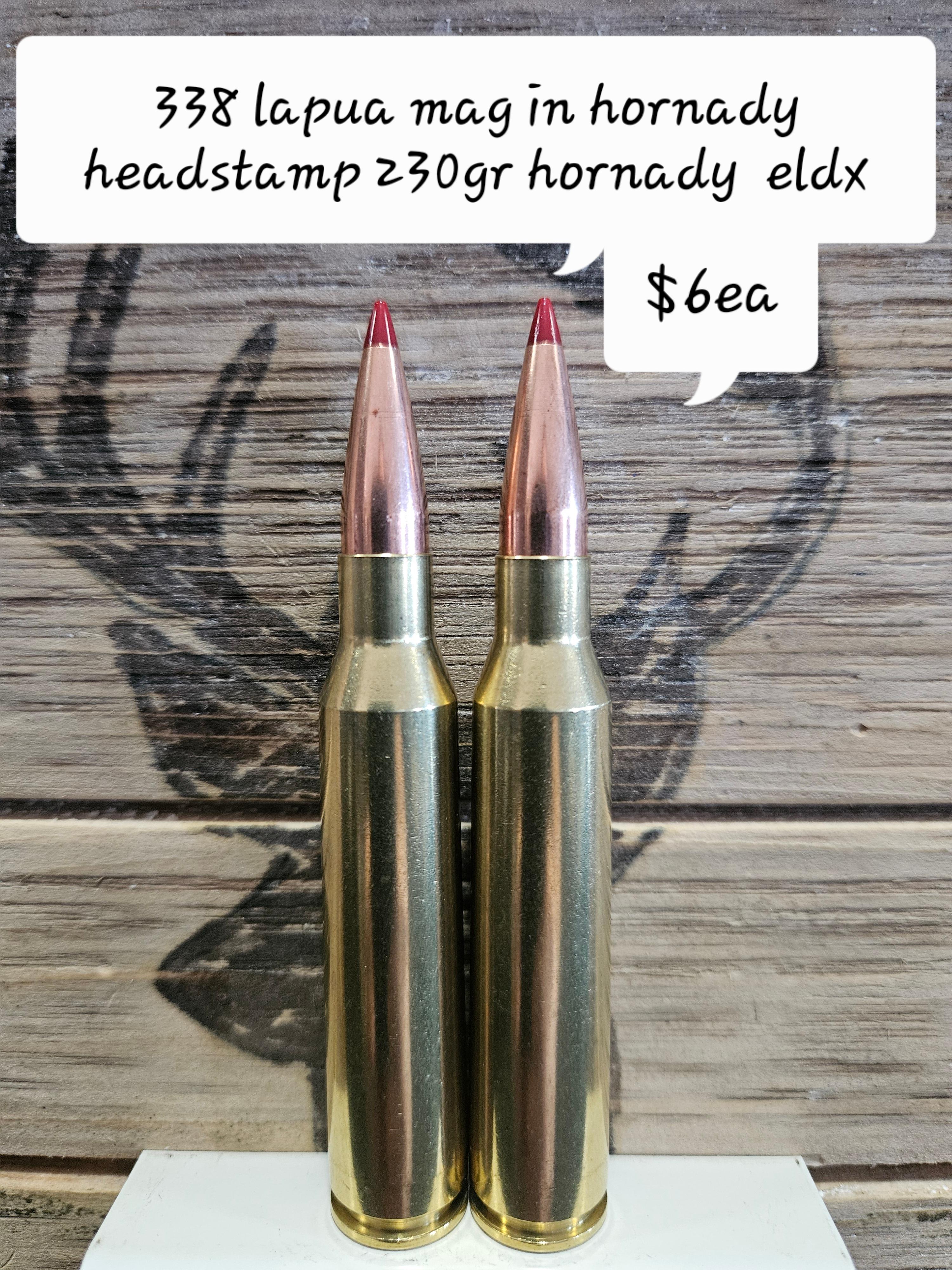 Photo of F/s 338 lapua mag 230gr hornady eldx 