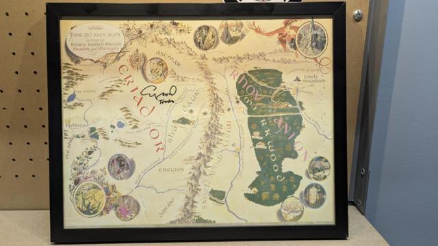 Photo of Lord of The Rings/The Hobbit Middle Earth Map Autographed by Elijah Wood "Frodo"