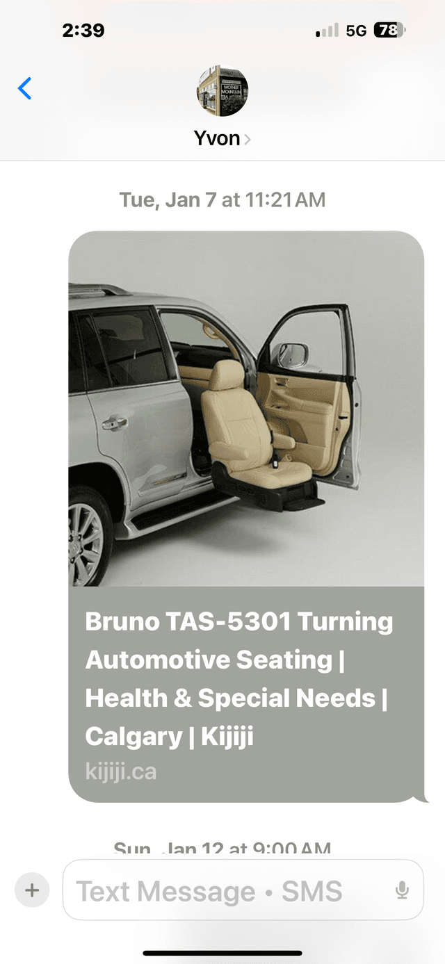 Photo of Bruno turning seat passenger side 