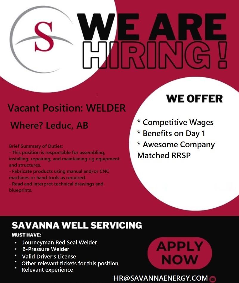 Photo of Hiring - Welder - Leduc, AB