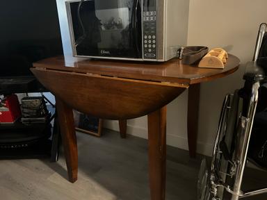 Photo of Round kitchen table, double drop ends, $75. - 1