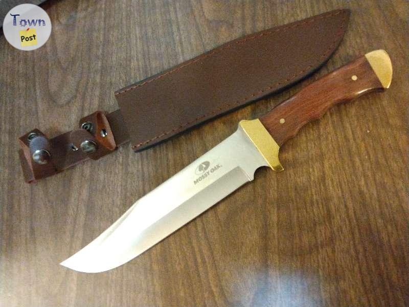 Photo of  14-inch Bowie Knife, Full-Tang Fixed Blade Wood Handle NEW $90