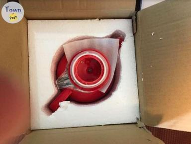 Photo of RED TEA POT WITH DIFFUSER - NEW - STILL IN ORIGINAL BOX  - 2