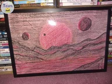 Photo of Variety of pastel & chalk artwork pieces - 1