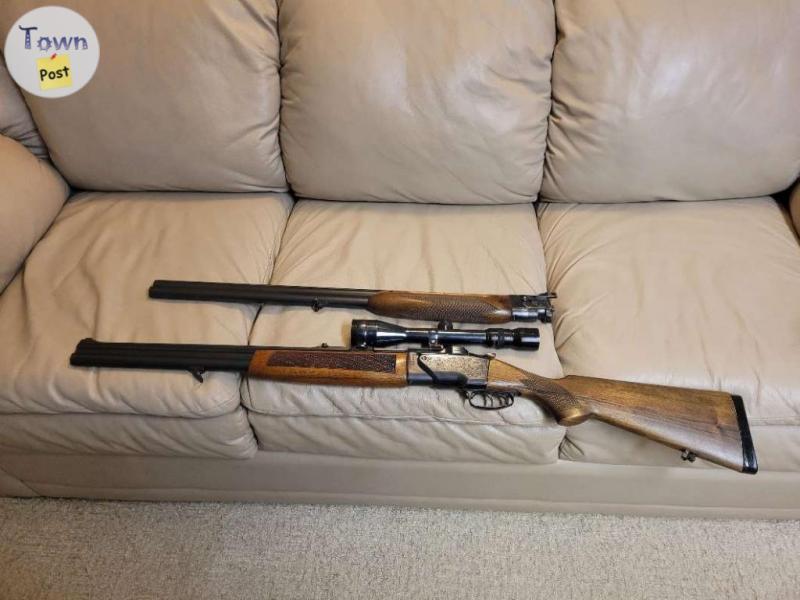 Photo of (Reduced)Combination Brno Savage 22 high power/12 gauge shotgun with scope and also a second set of  over/under 12 gauge skeet/trap Barrels