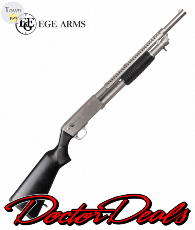 Photo of EGE ARMS PA37 Black-Nickel pump action 12 gauge shotgun with extra pistol grip and choke kit, PA37-blknickel