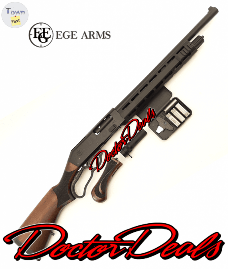 Photo of EGE ARMS LV12 Walnut-Black lever action 12 gauge tactical shotgun with extra pistol grip and choke kit, LV12-TACT-Walnut