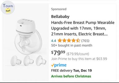 Photo of New in box Bella baby hands free breast pump  - 2