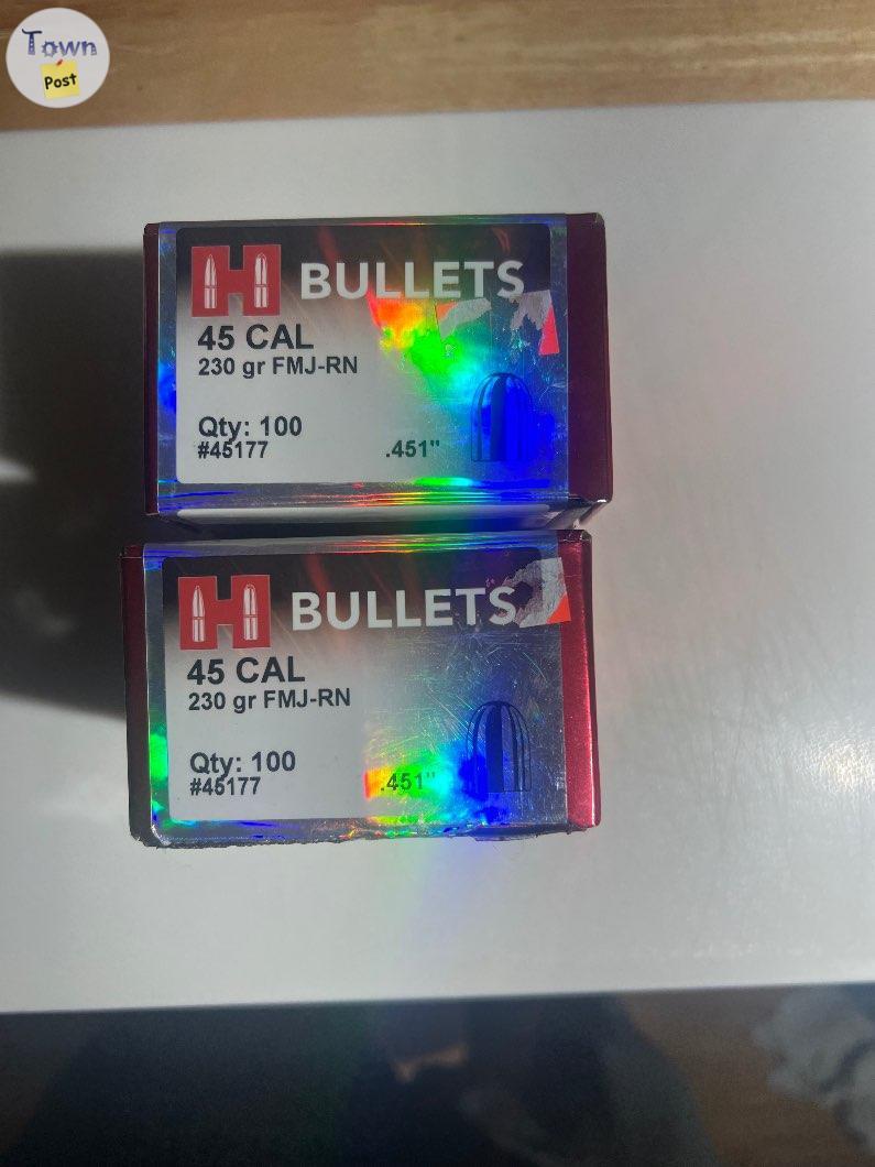 Photo of 230gr 45 Cal Hornady Bullets 